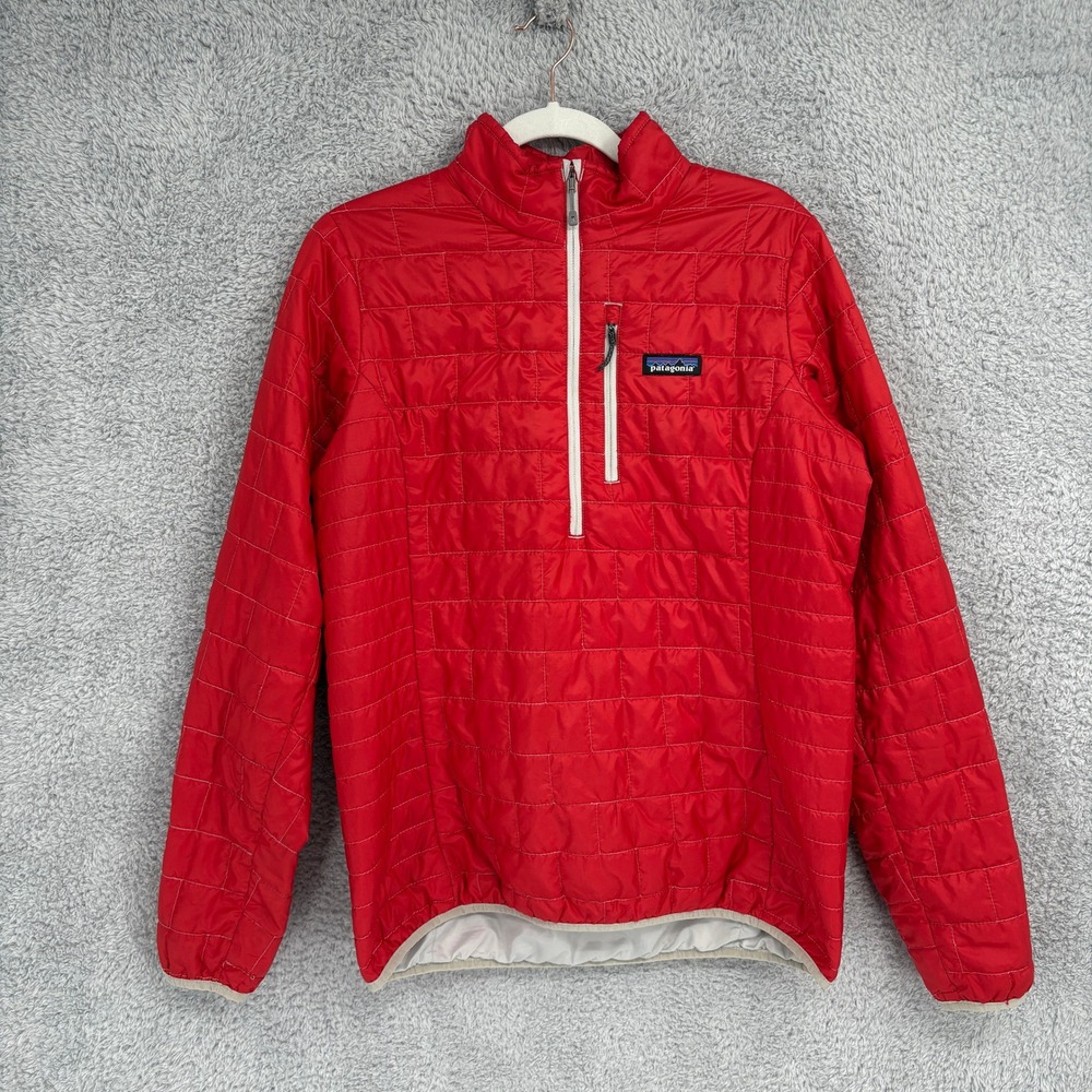 Patagonia Nano Puff Pullover Womens Size L Red Half Zip Quilted Jacket Outdoor